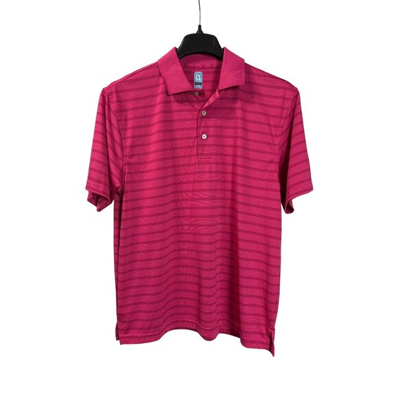 PGA Tour Pink Striped Golf Polo Shirt Mens Size L Polyester - Picture 1 of 5